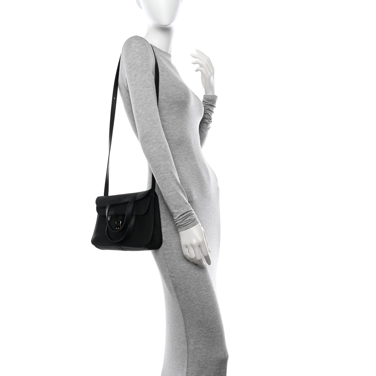 Hermes Taurillon Clemence Halzan 25 Black 2 of 11