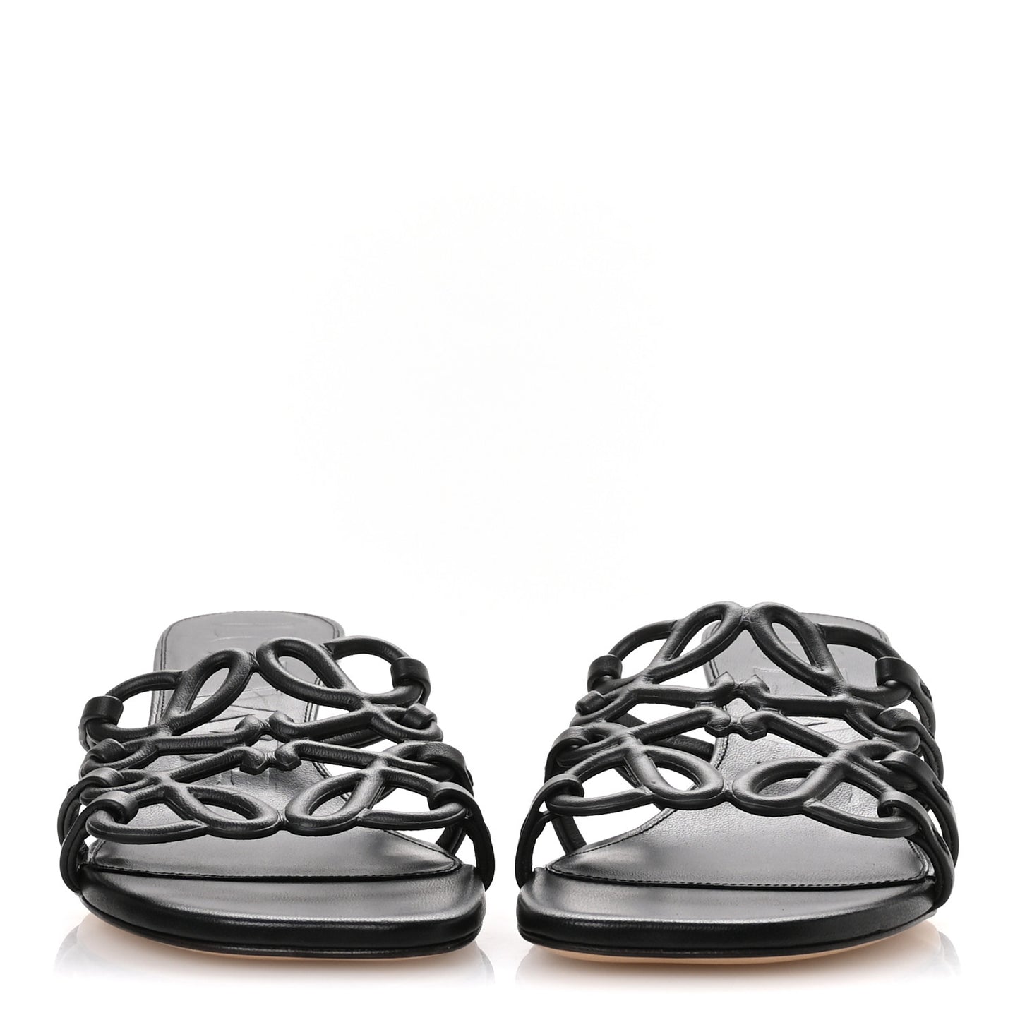 Calfskin Petal Anagram Caged Mule 45mm Sandals 37 Black