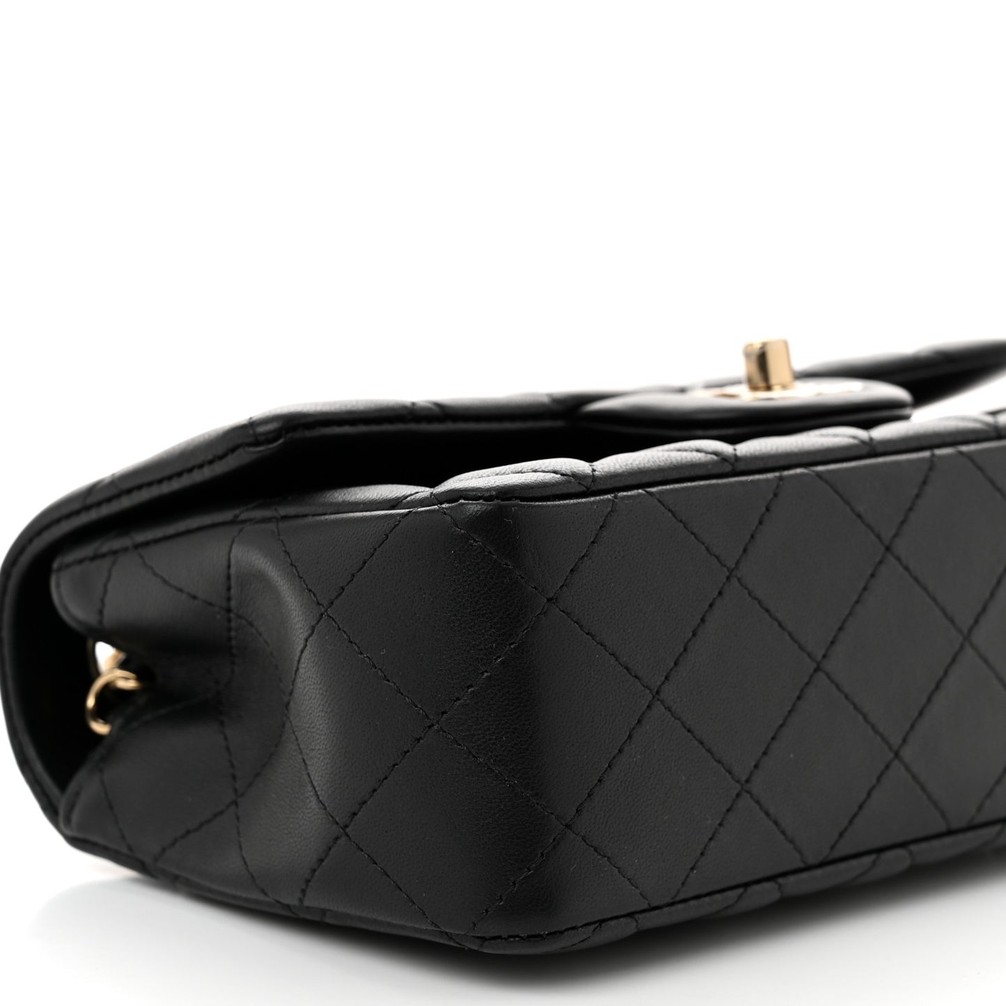 Lambskin Quilted Mini Rectangular Flap Black