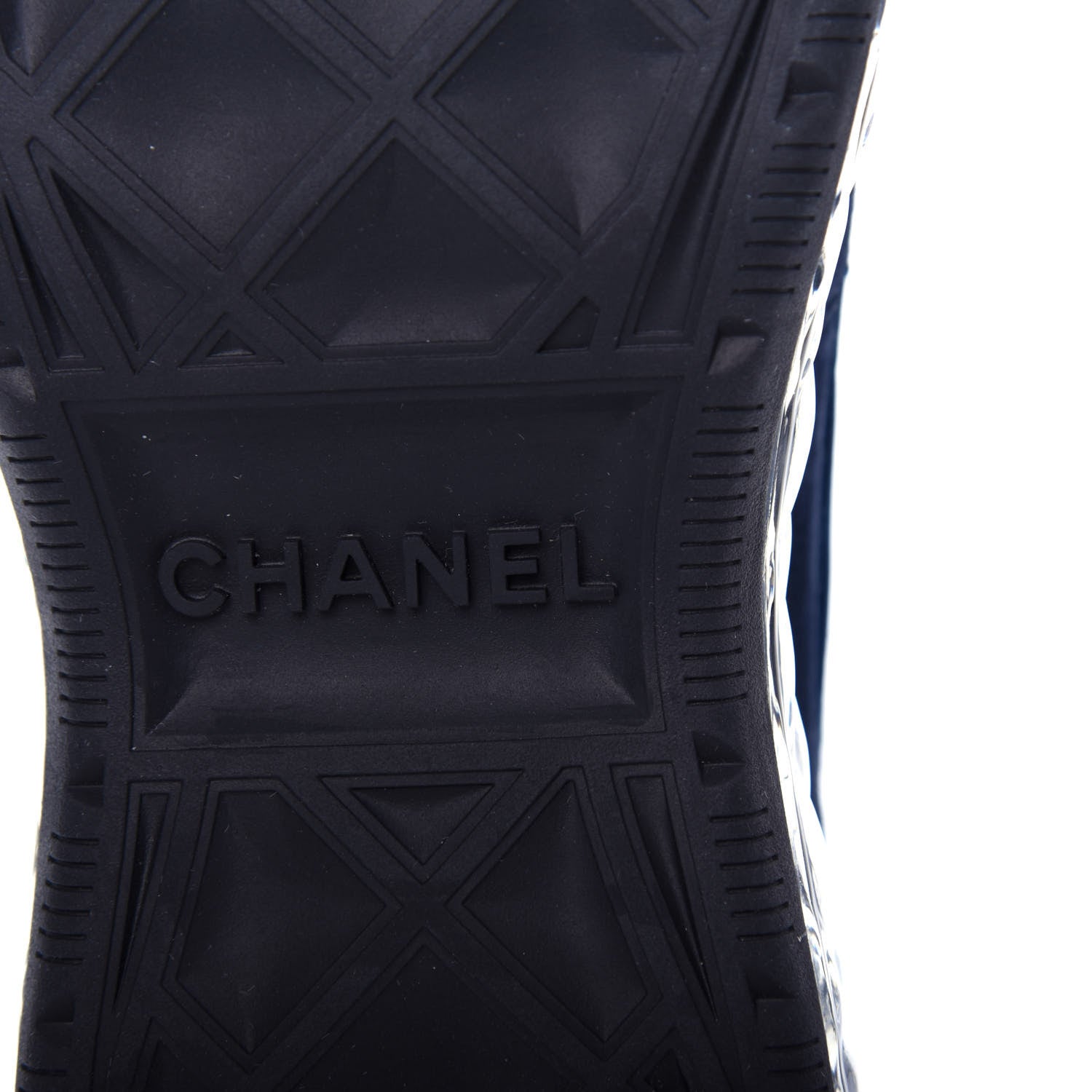Chanel Suede Calfskin Velvet Grosgrain CC Sneakers 36.5 Navy Blue Black 9 of 11