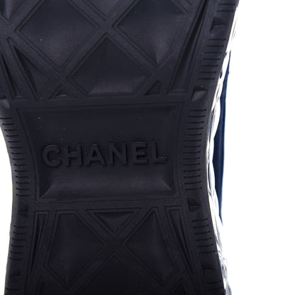 Chanel Suede Calfskin Velvet Grosgrain CC Sneakers 36.5 Navy Blue Black 9 of 11