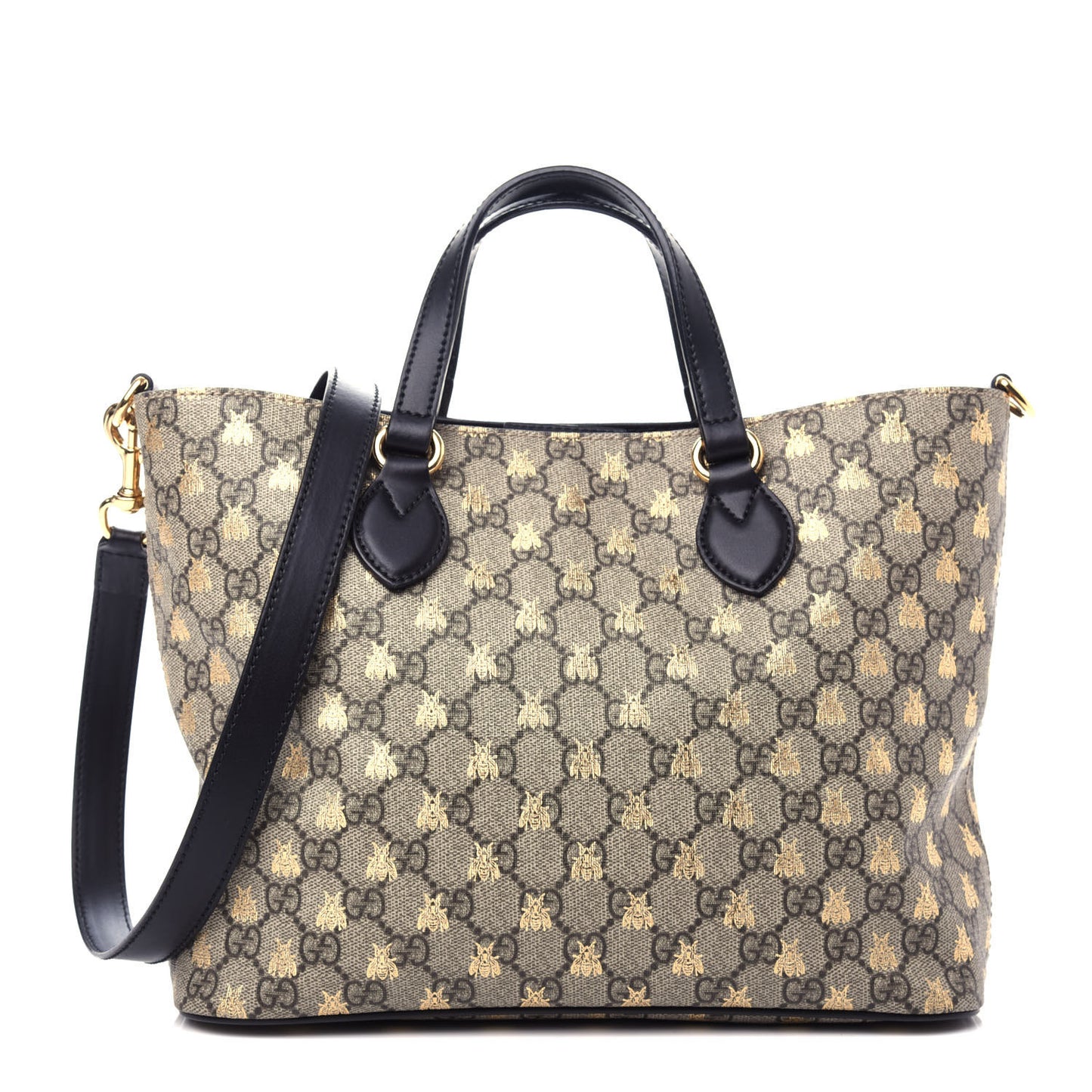 Soft GG Supreme Monogram Bees Small Crossbody Tote Beige Oro Black
