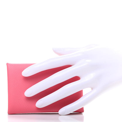 Hermes Evercolor Calvi Card Case Rose Azalee 2 of 7