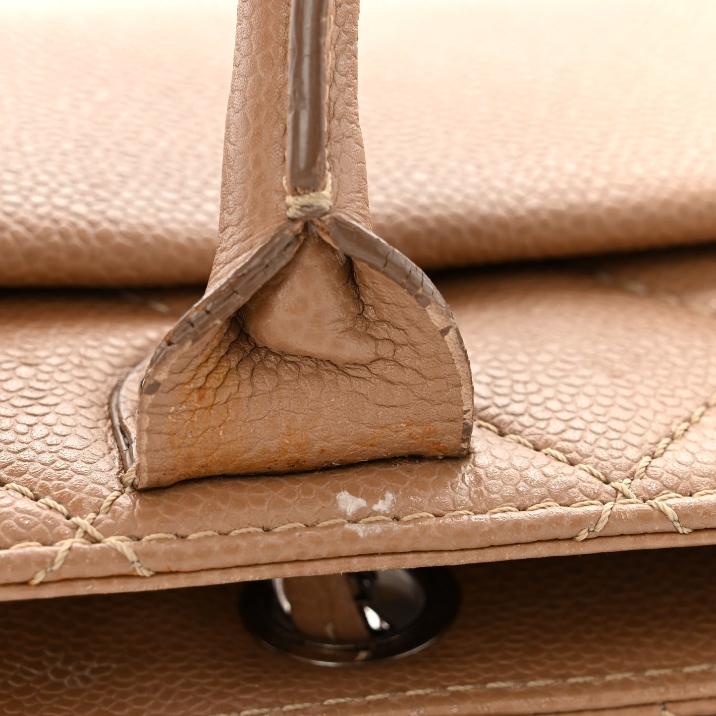 Caviar Medium Soft CC Top Handle Tote Dark Beige