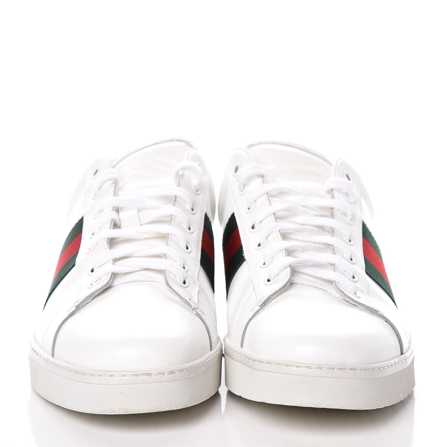 Calfskin Crocodile Web Mens Ace Sneakers 10.5 White Green