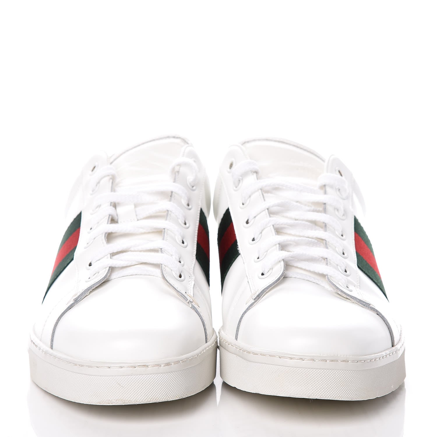 Gucci Calfskin Crocodile Web Mens Ace Sneakers 10.5 White Green 2 of 13