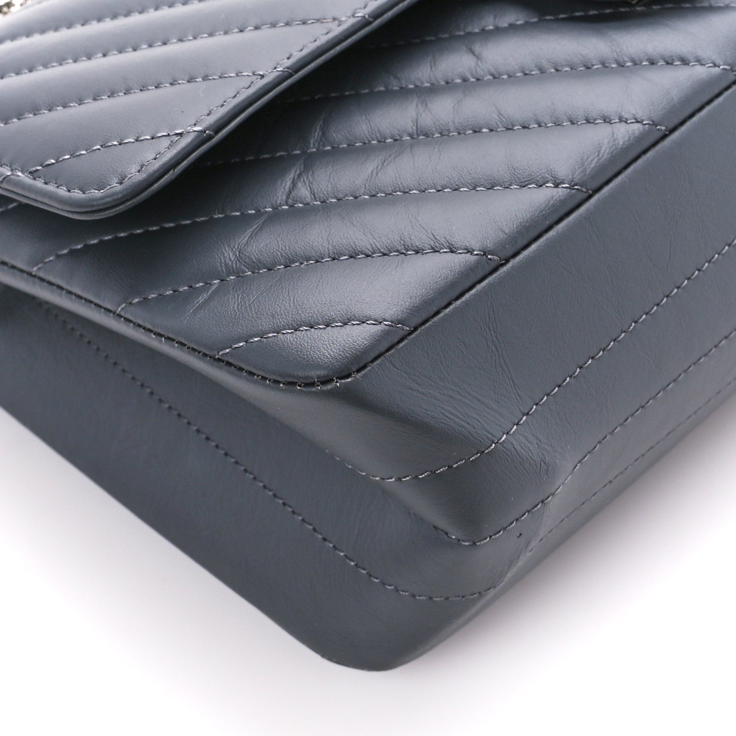 Chanel Aged Calfskin Chevron Quilted 2.55 Reissue 225 Flap Dark Grey 10 of 12