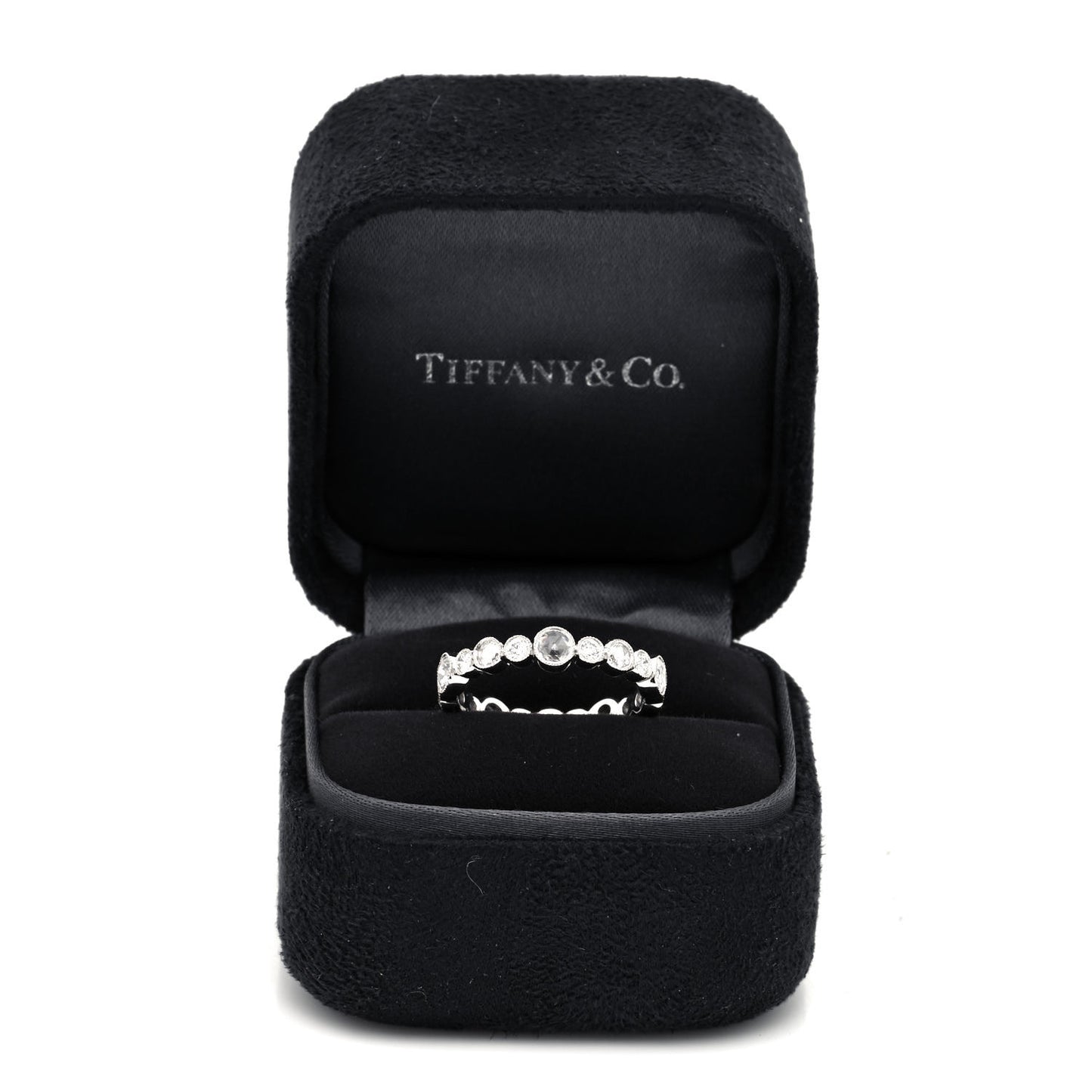 Platinum Diamond Narrow Cobblestone Band Ring 54 6.75