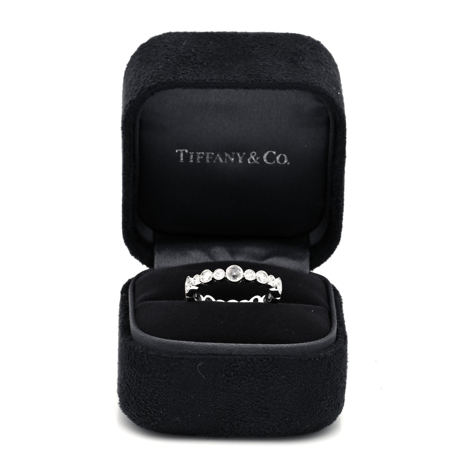 Tiffany Platinum Diamond Narrow Cobblestone Band Ring 54 6.75 5 of 5