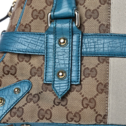 Gucci Monogram Horsebit Chain Satchel Blue 12 of 14