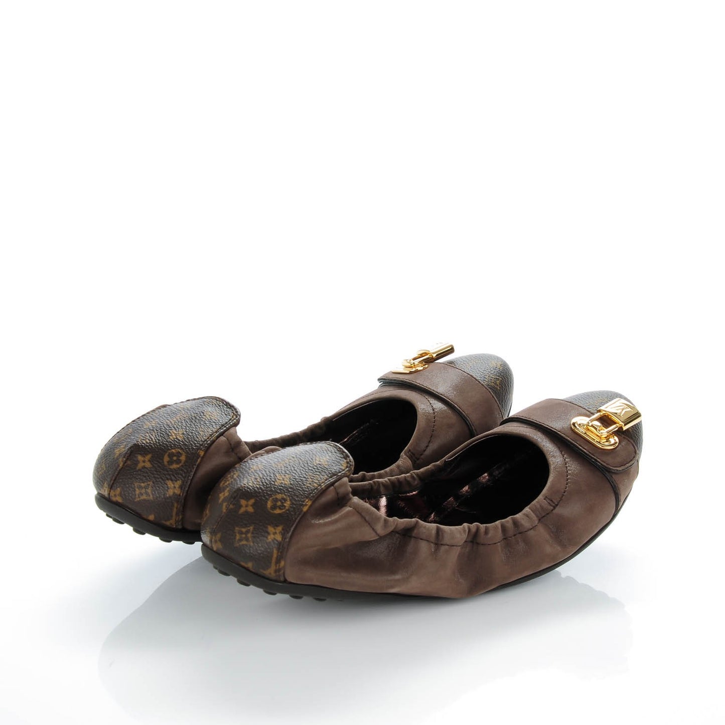 Monogram Suede Lucky Ballerina Flats 40 Brown