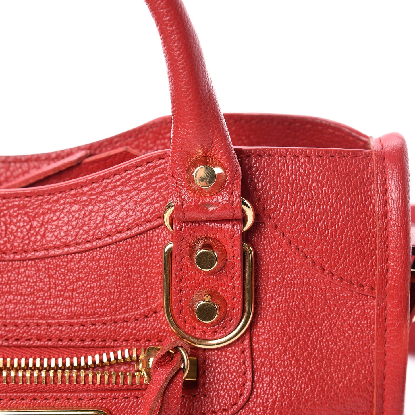 Chevre Gold Metallic Edge Hardware Mini City Rouge Grenade