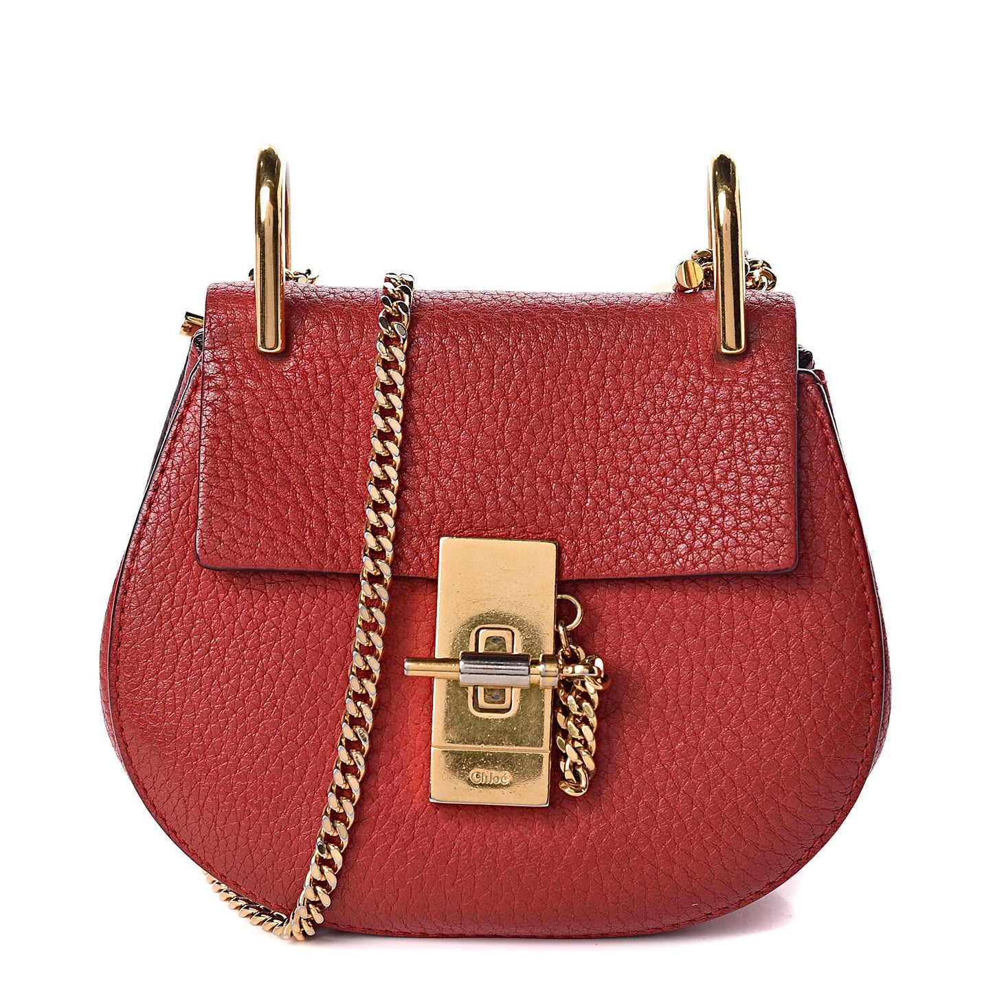 Grained Lambskin Nano Drew Shoulder Bag Intense Red