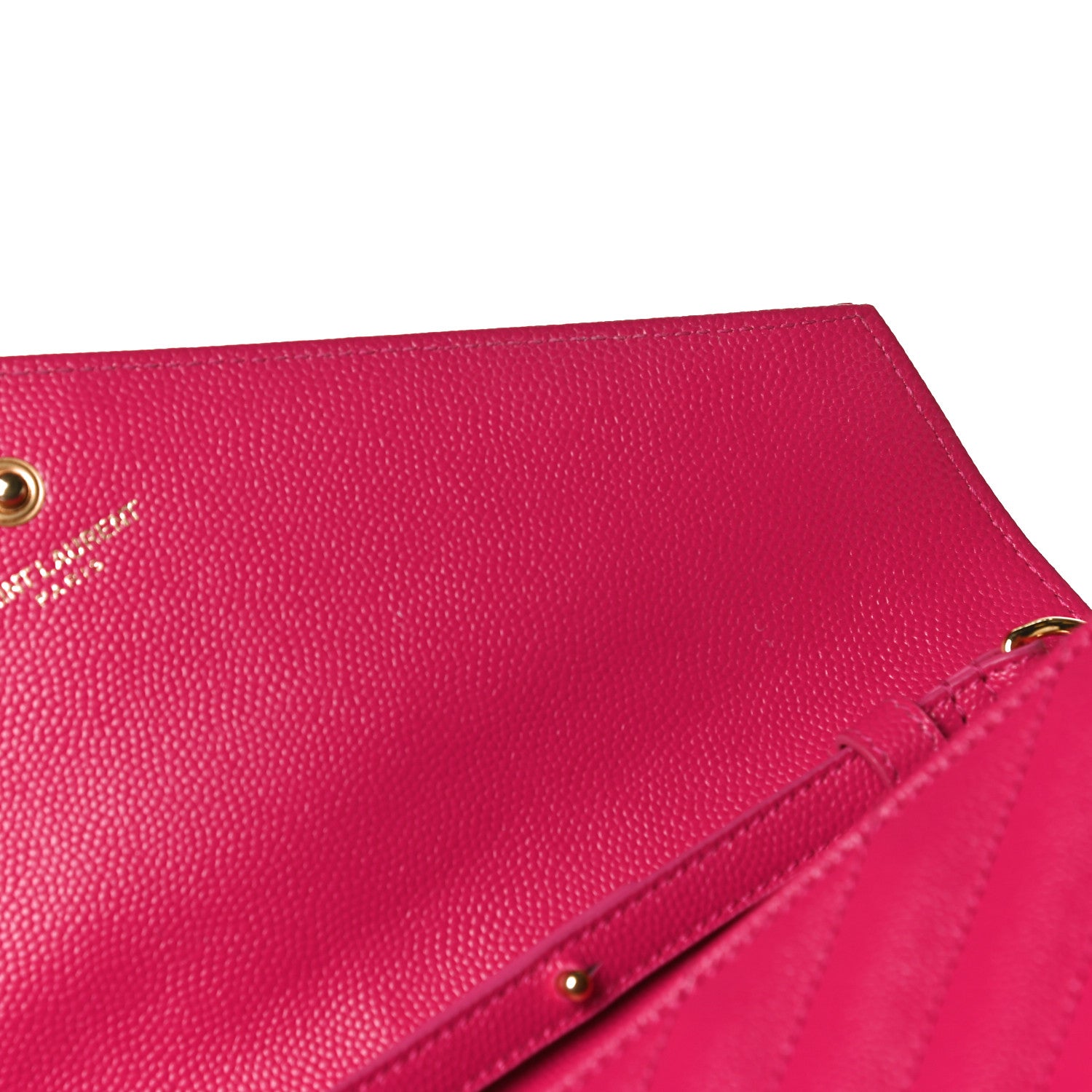 Saint Laurent Grain De Poudre Matelasse Chevron Monogram Chain Wallet Bubblegum 12 of 12