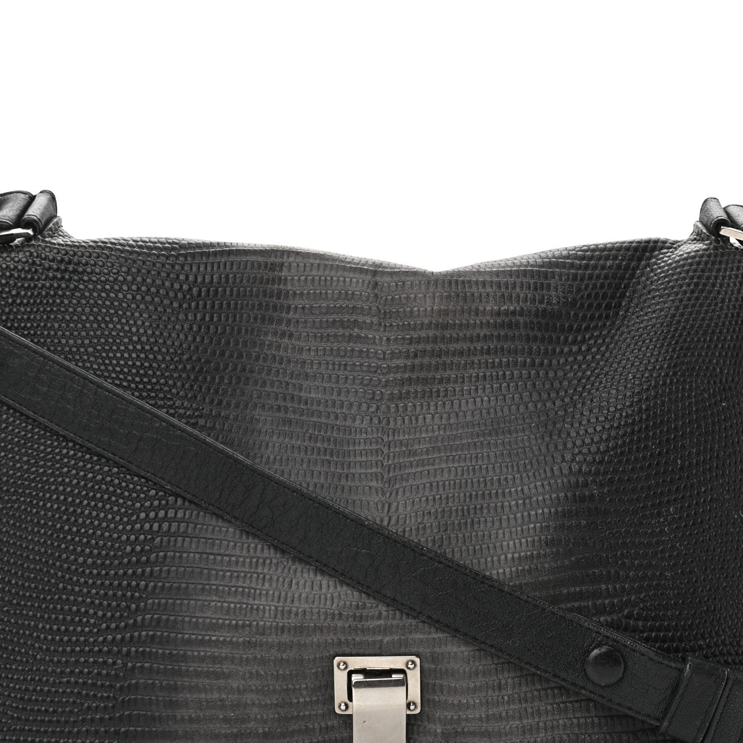 Proenza Schouler Calfskin Lizard Embossed Large Courier Bag Black 7 of 9