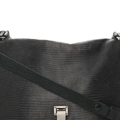 Proenza Schouler Calfskin Lizard Embossed Large Courier Bag Black 7 of 9