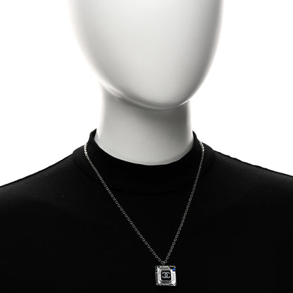 Chanel Resin Strass Geometric Square CC Necklace Black 2 of 6