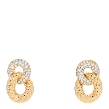 David Yurman 18K Yellow Gold Diamond Extra Small Belmont Curb Link Drop Earrings 1 of 4
