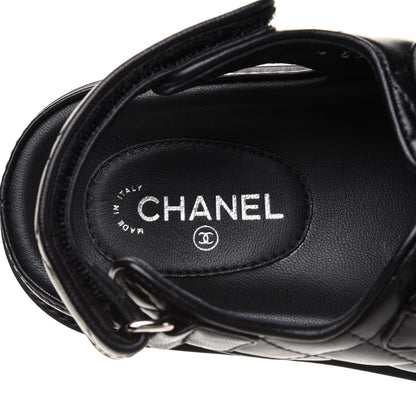 Chanel Lambskin Quilted Velcro Dad Sandals 36 So Black 8 of 10
