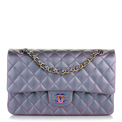 Chanel Iridescent Goatskin Quilted Medium Double Flap Purple 1 of 7