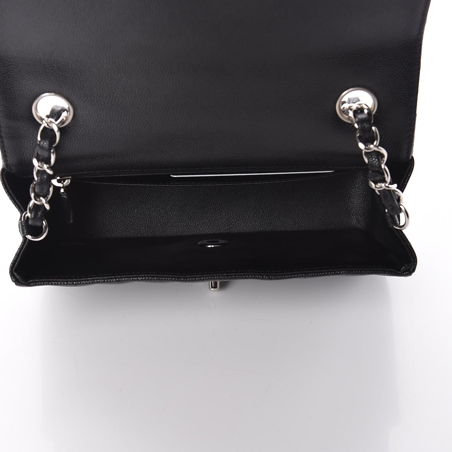Caviar Chevron Quilted Mini Rectangular Flap Black