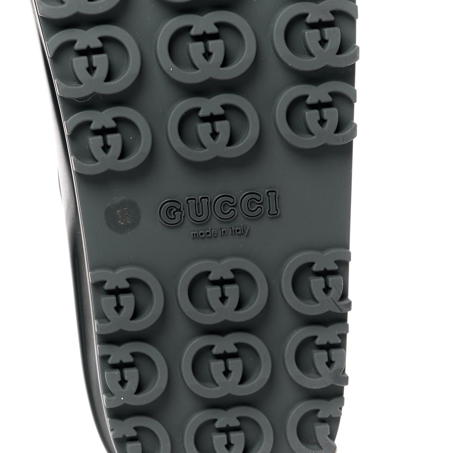 Soft Rubber Womens Interlocking G Platform 42mm Slide Sandals 38 Black