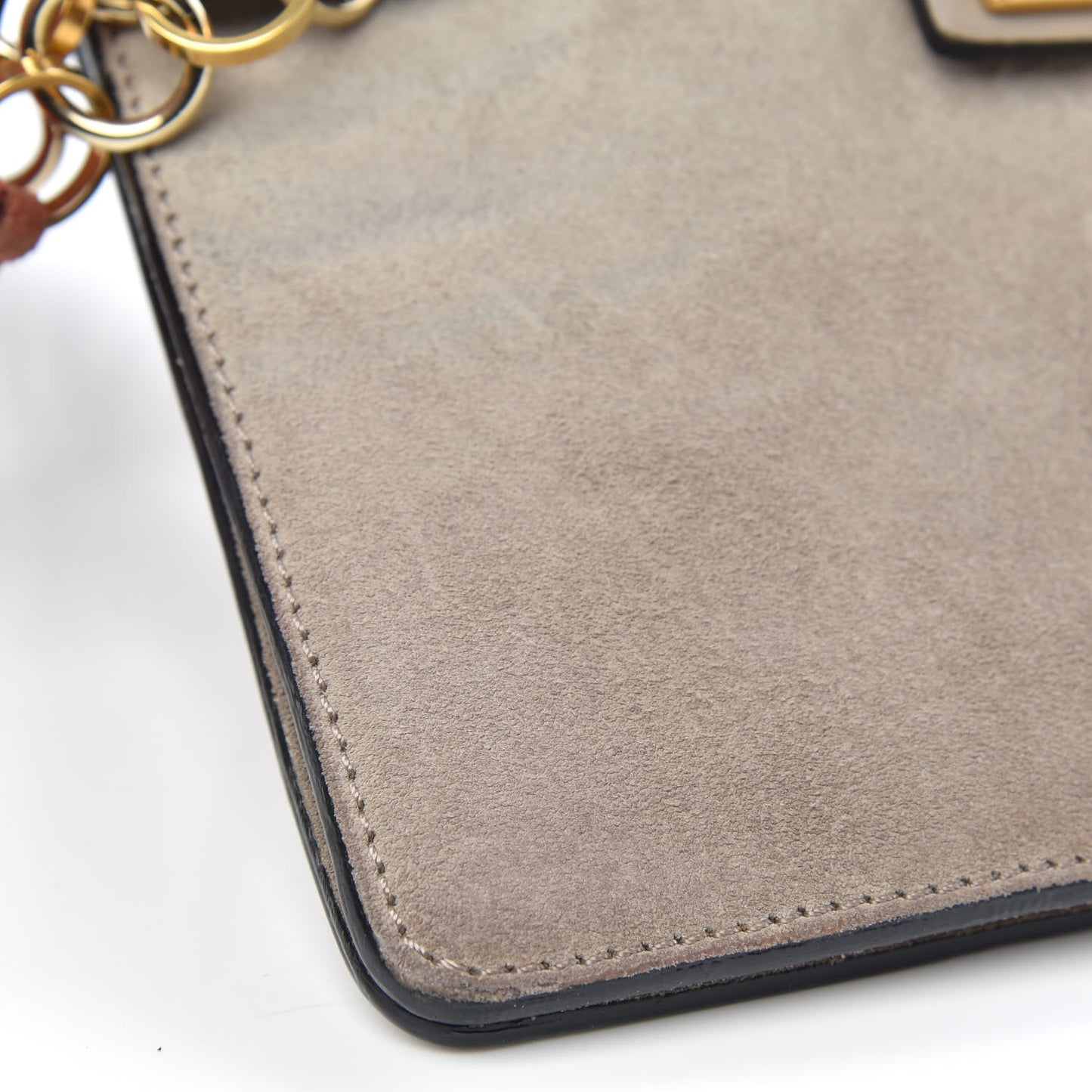 Calfskin Suede Small Jane Fringe Bag Motty Grey