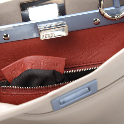 Fendi Nappa Colorblock Mini Peekaboo Iconic Satchel Grigio Polvere Carbone Bloody Mary 6 of 12