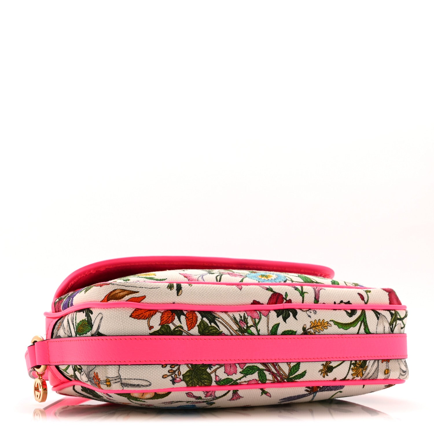 Gucci Canvas Flora Floral Shoulder Bag White Fuchsia Fluo 4 of 10
