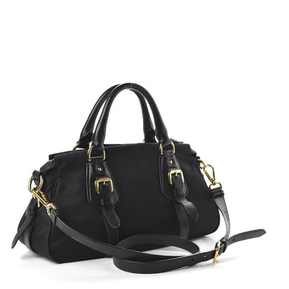 Prada Tessuto Nylon Vitello Daino Shopping Satchel Black 3 of 9