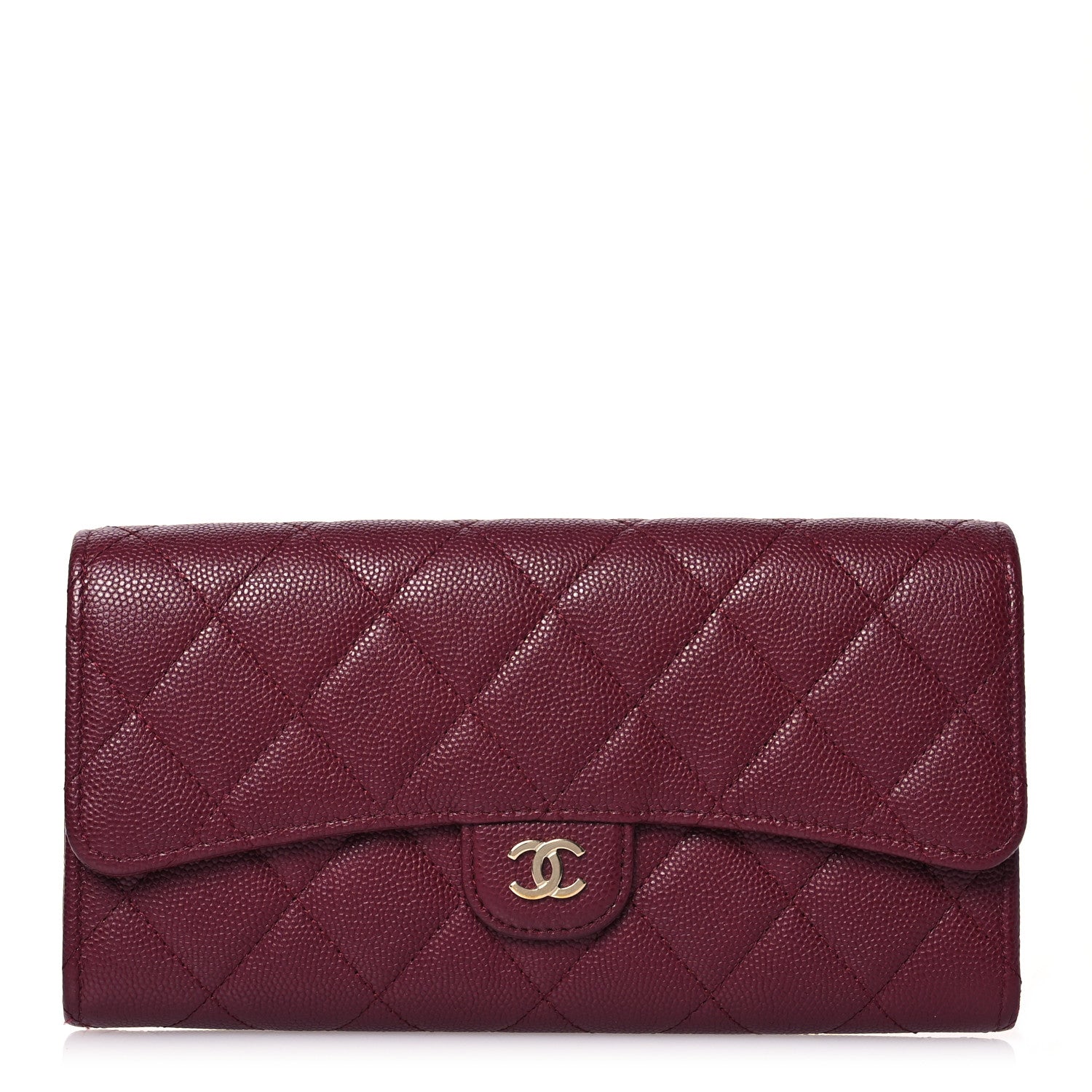 Chanel Caviar Quilted Large Gusset Flap Wallet Burgundy 1 of 17