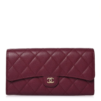 Chanel Caviar Quilted Large Gusset Flap Wallet Burgundy 1 of 17