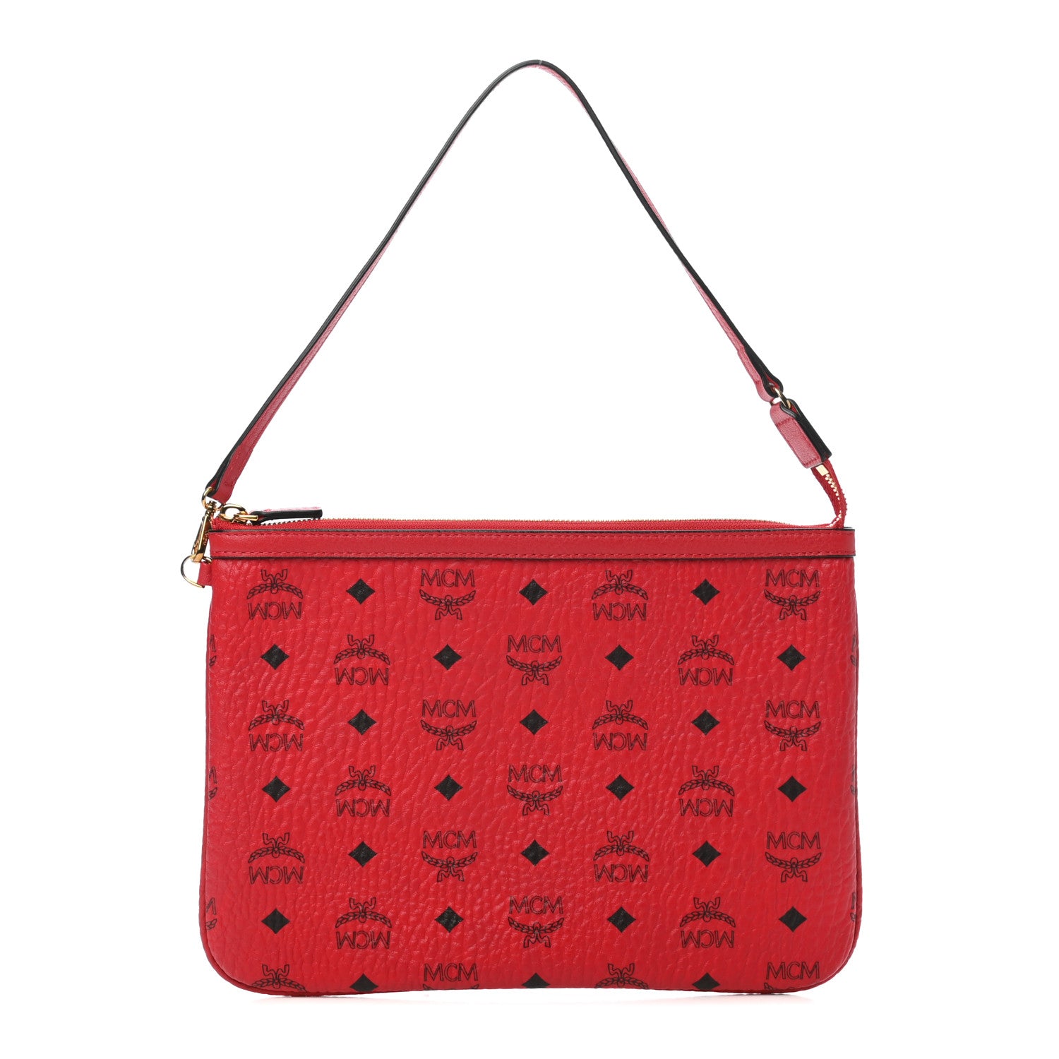 MCM Visetos Liz Shopper Tote Pouch Ruby Red 1 of 7