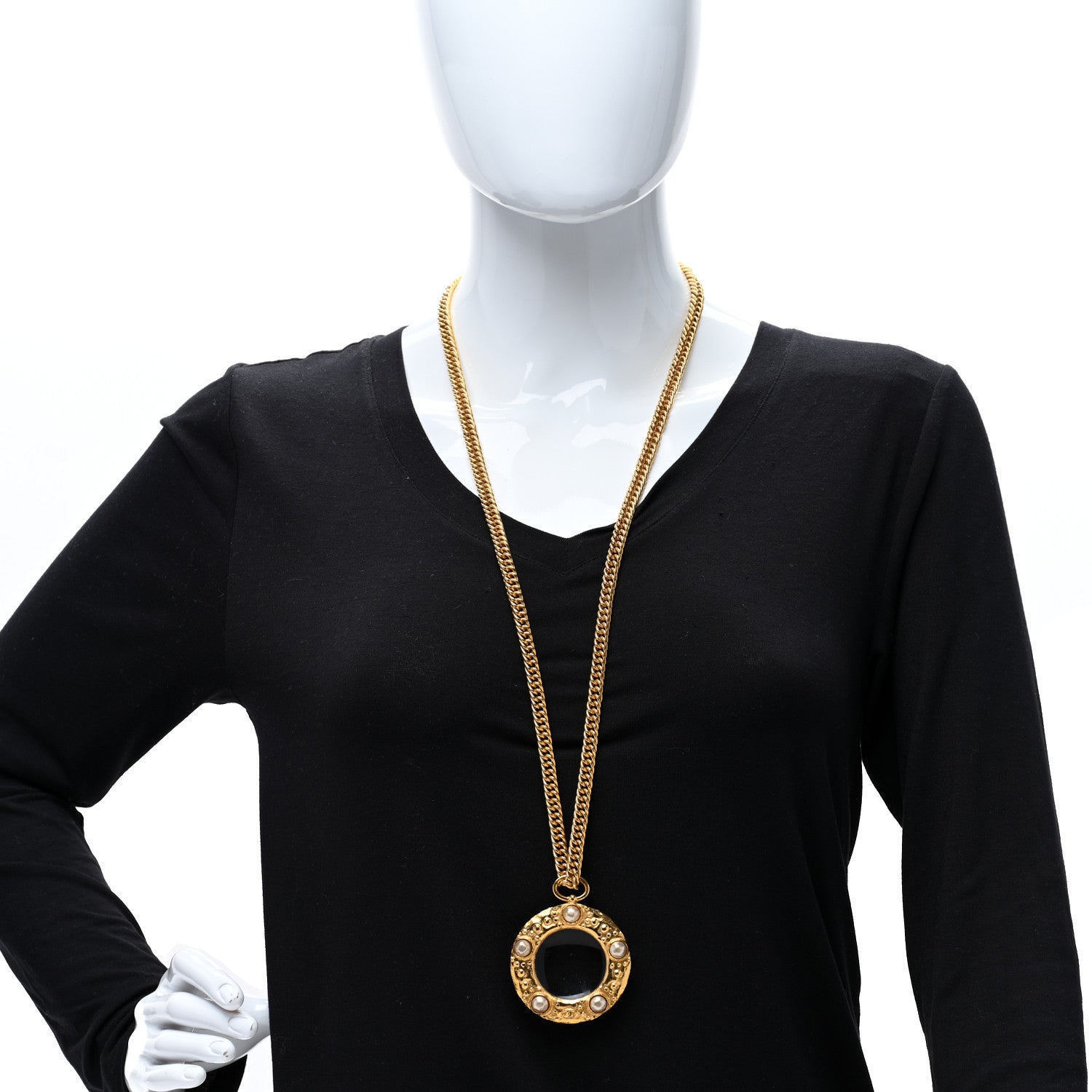 Chanel Loupe Magnifying Glass Necklace Gold 2 of 4