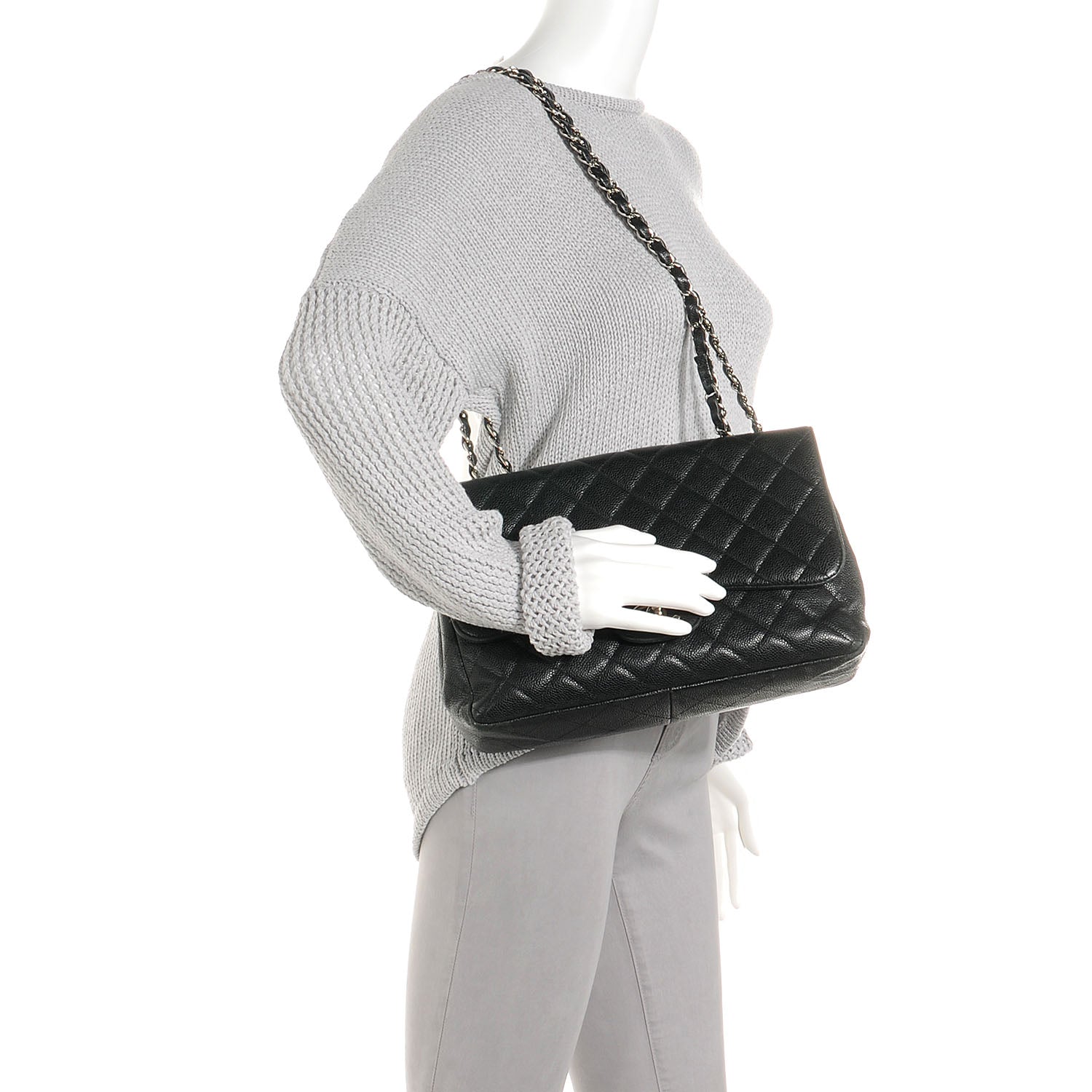 Chanel Caviar Jumbo Single Flap Black 2 of 9