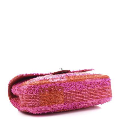 Chanel Tweed Quilted Medium Single Flap Red Pink 4 of 12