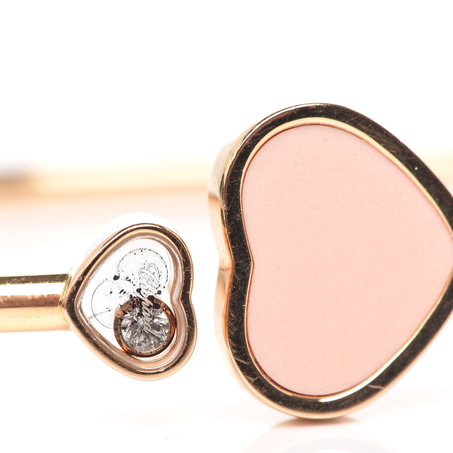 Chopard 18K Rose Gold Diamond Pink Stone Happy Hearts Bracelet 4 of 6