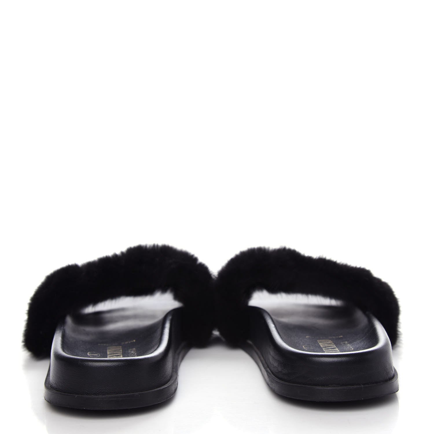 Valentino Garavani Mink Fur Rockstud Slide Sandals 39 Black 7 of 10