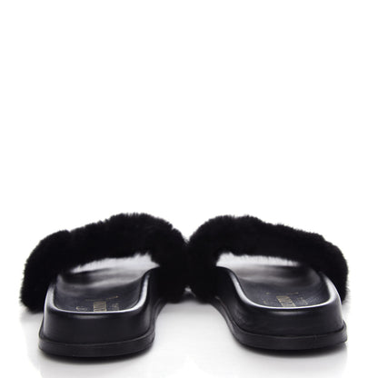 Valentino Garavani Mink Fur Rockstud Slide Sandals 39 Black 7 of 10