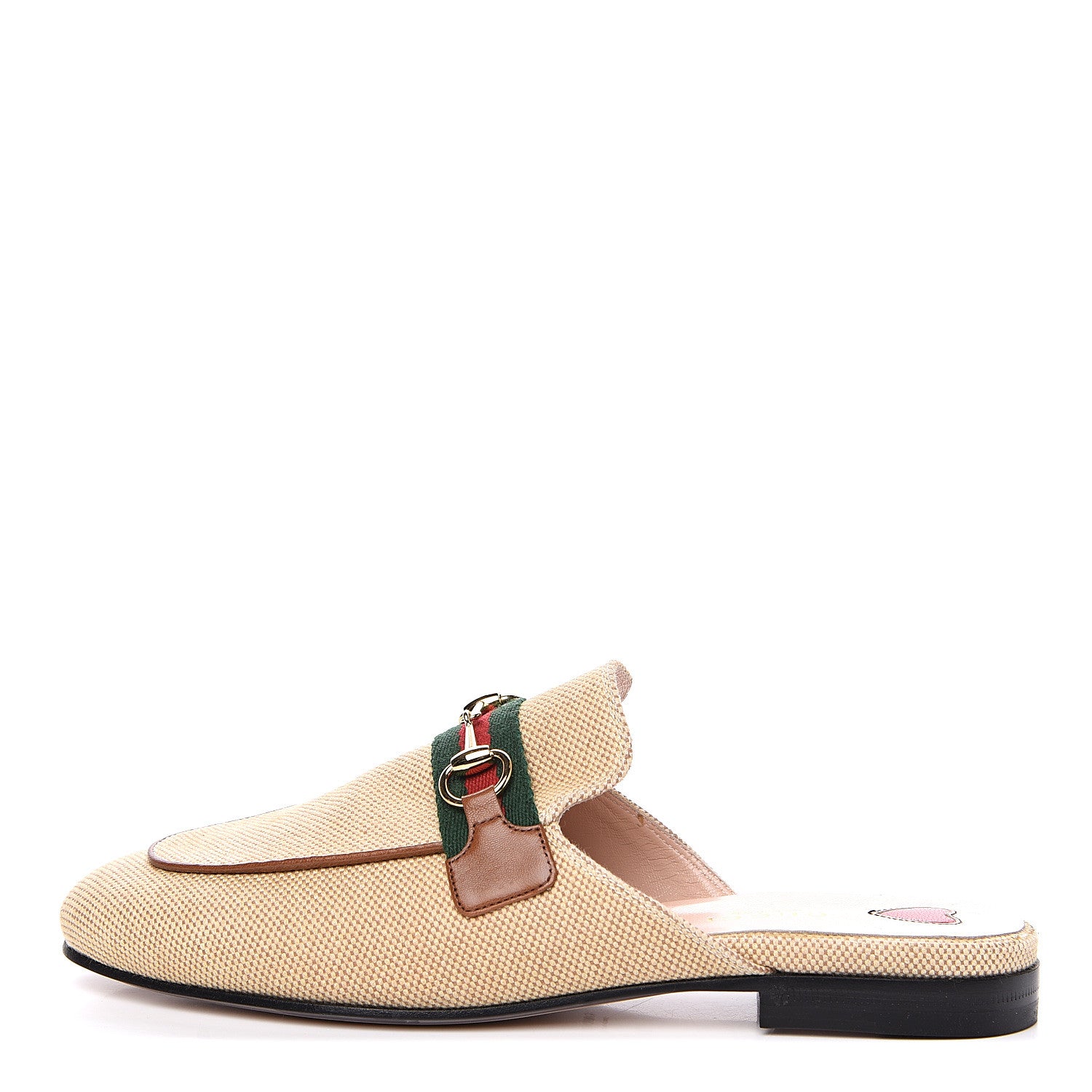 Gucci Canvas Vintage Charlotte Web Princetown Slippers 37 Sand Cuir 1 of 9
