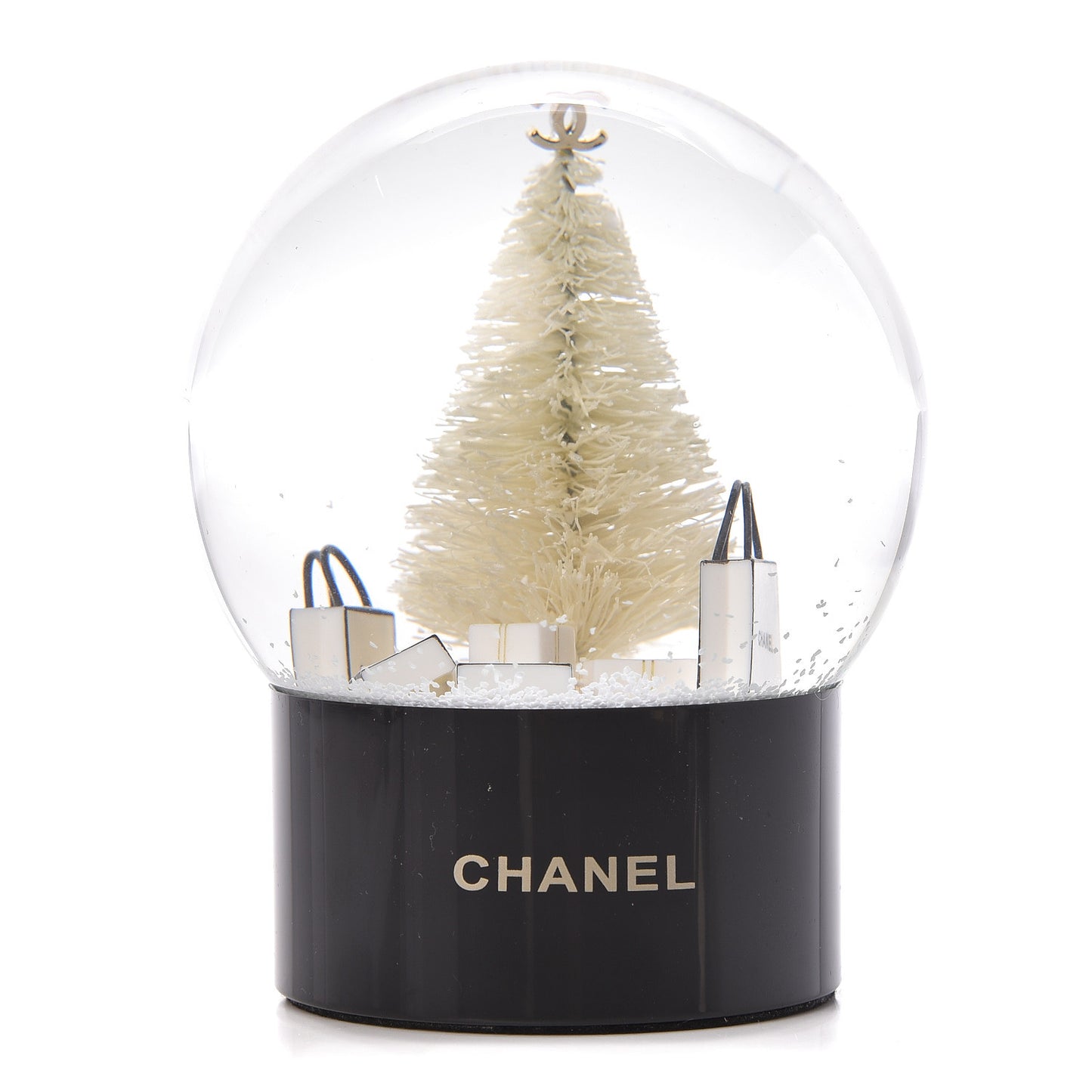 Glass Christmas Tree Shopping Bag Snow Globe