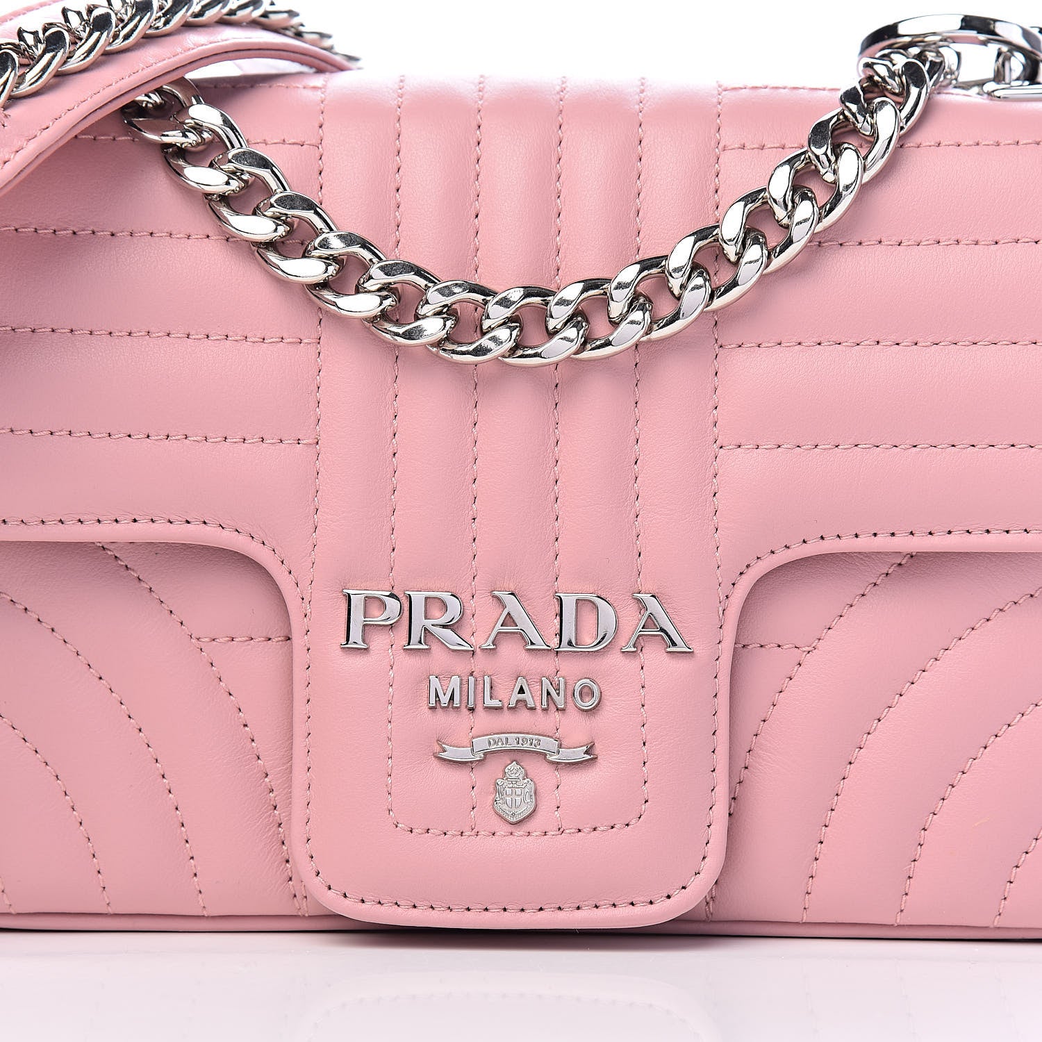 Prada Soft Calfskin Impunture Diagramme Small Chain Flap Shoulder Bag Pesco 11 of 11