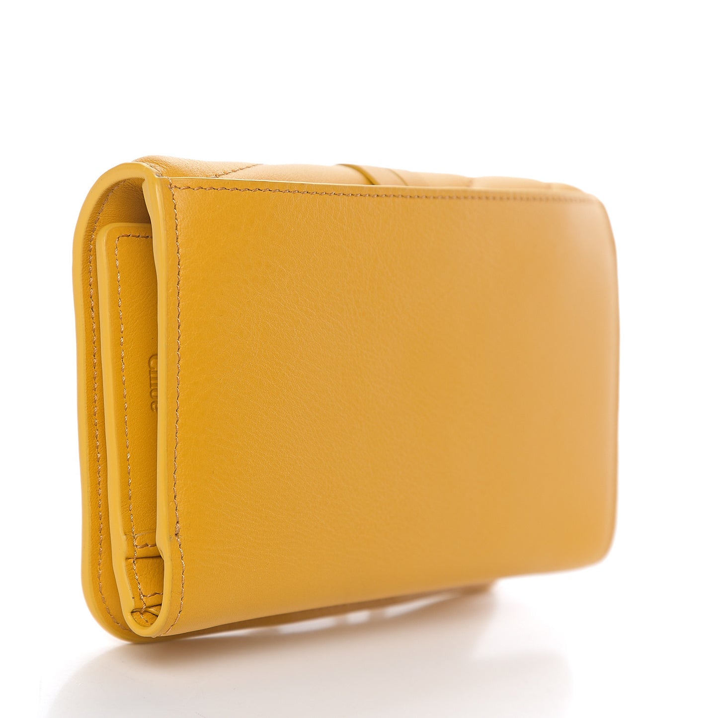 Calfskin Quilted Alphabet Compact Wallet Dark Ochre