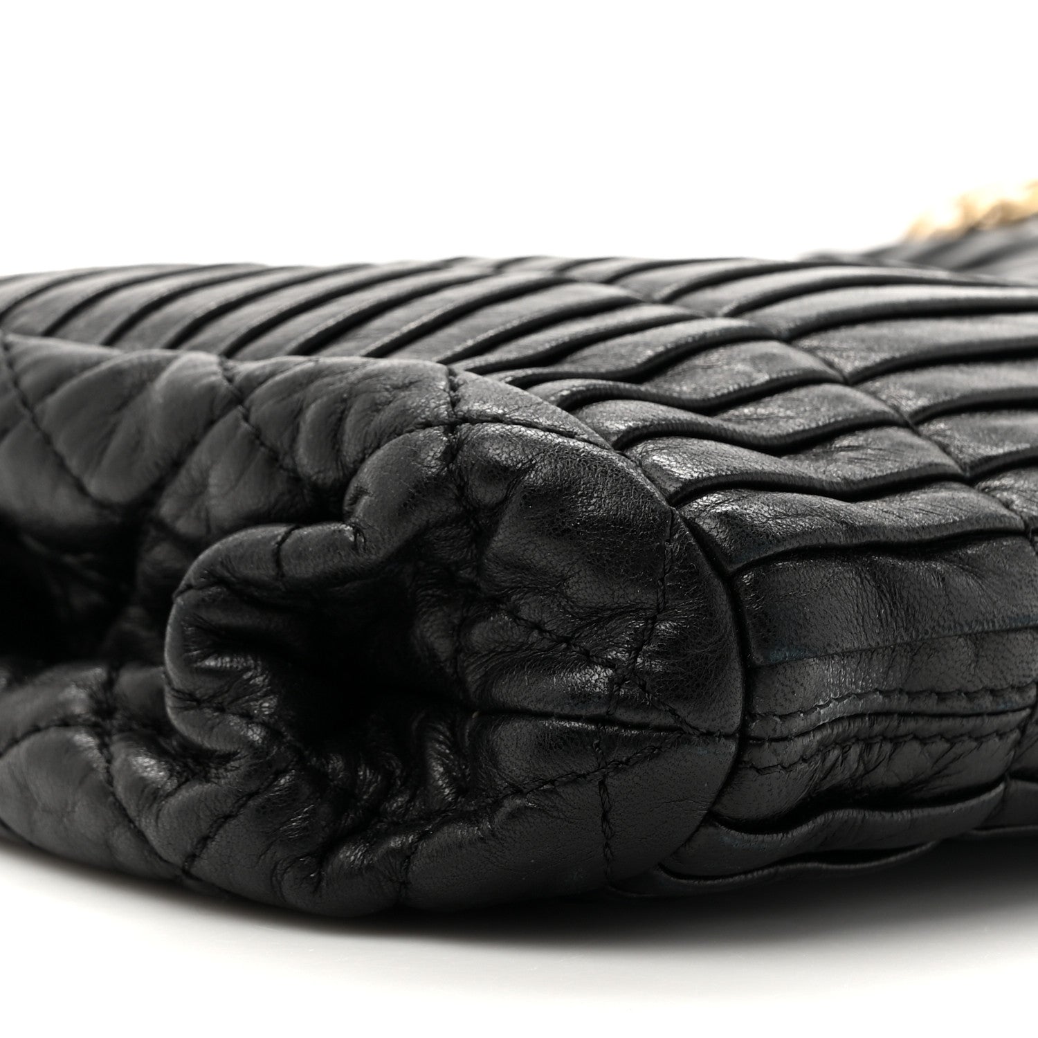 Chanel Lambskin Pleated Shoulder Bag Black 10 of 12