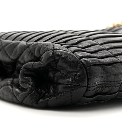 Chanel Lambskin Pleated Shoulder Bag Black 10 of 12