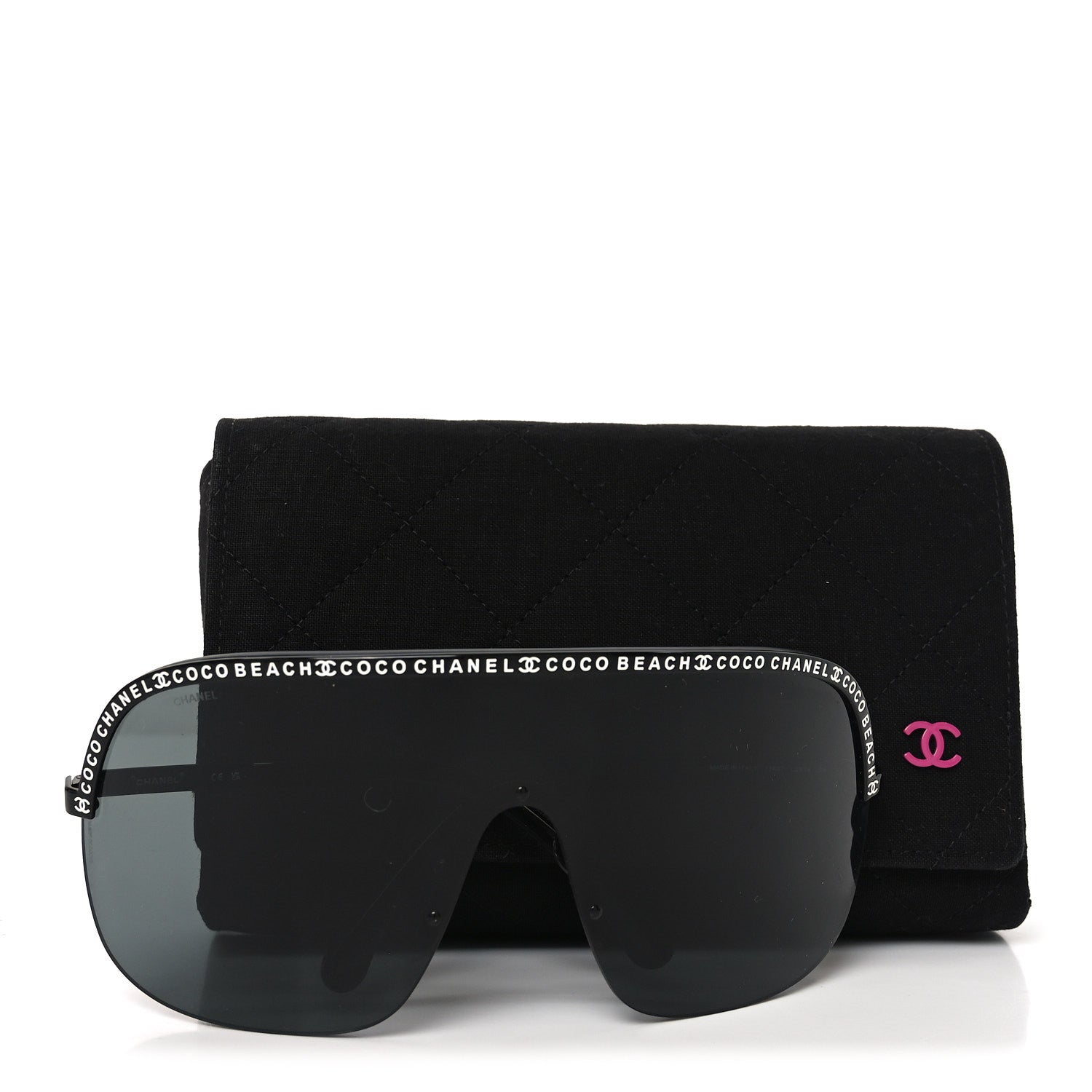 Chanel Shield Coco Beach Sunglasses L2614 Black 1874567 – FASHIONPHILE