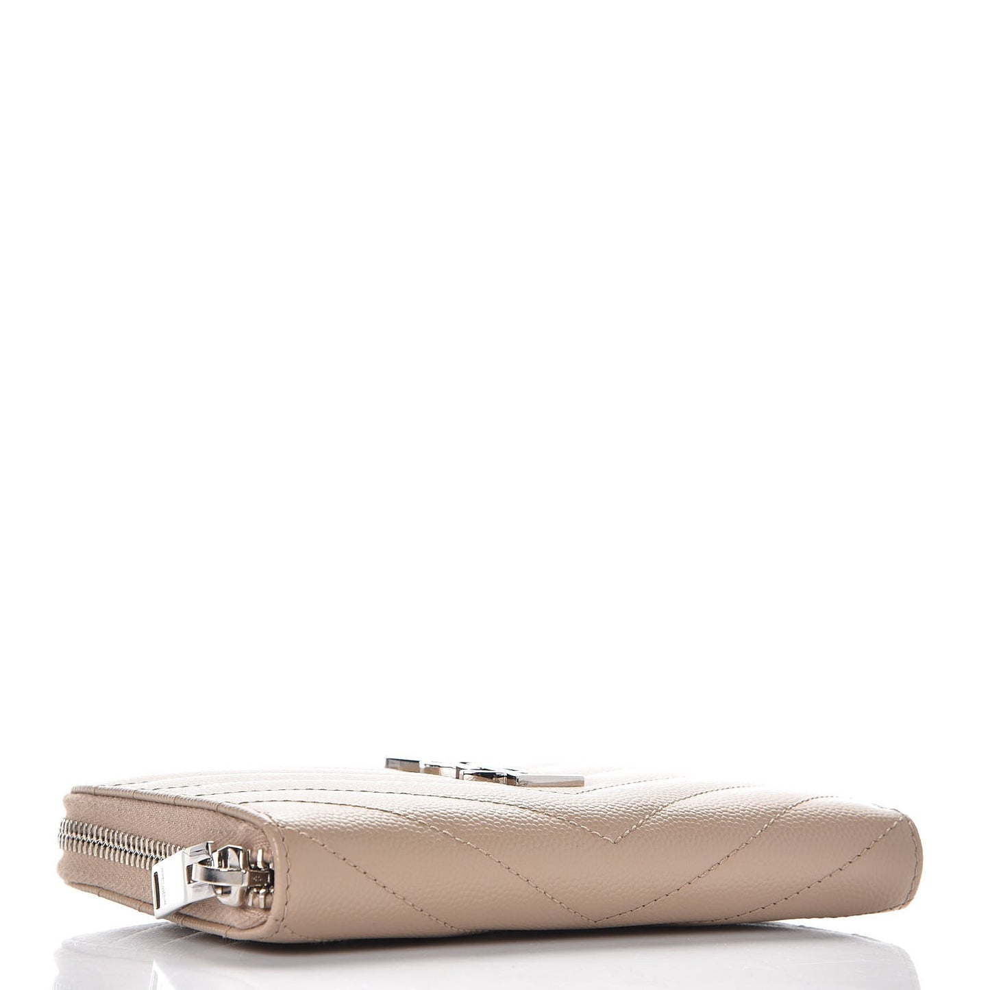 Grain De Poudre Matelasse Chevron Monogram Zip Around Wallet Dark Beige