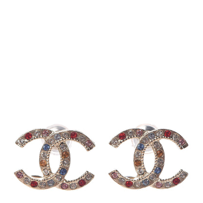 Chanel Crystal CC Earrings Gold Multicolor 1 of 5