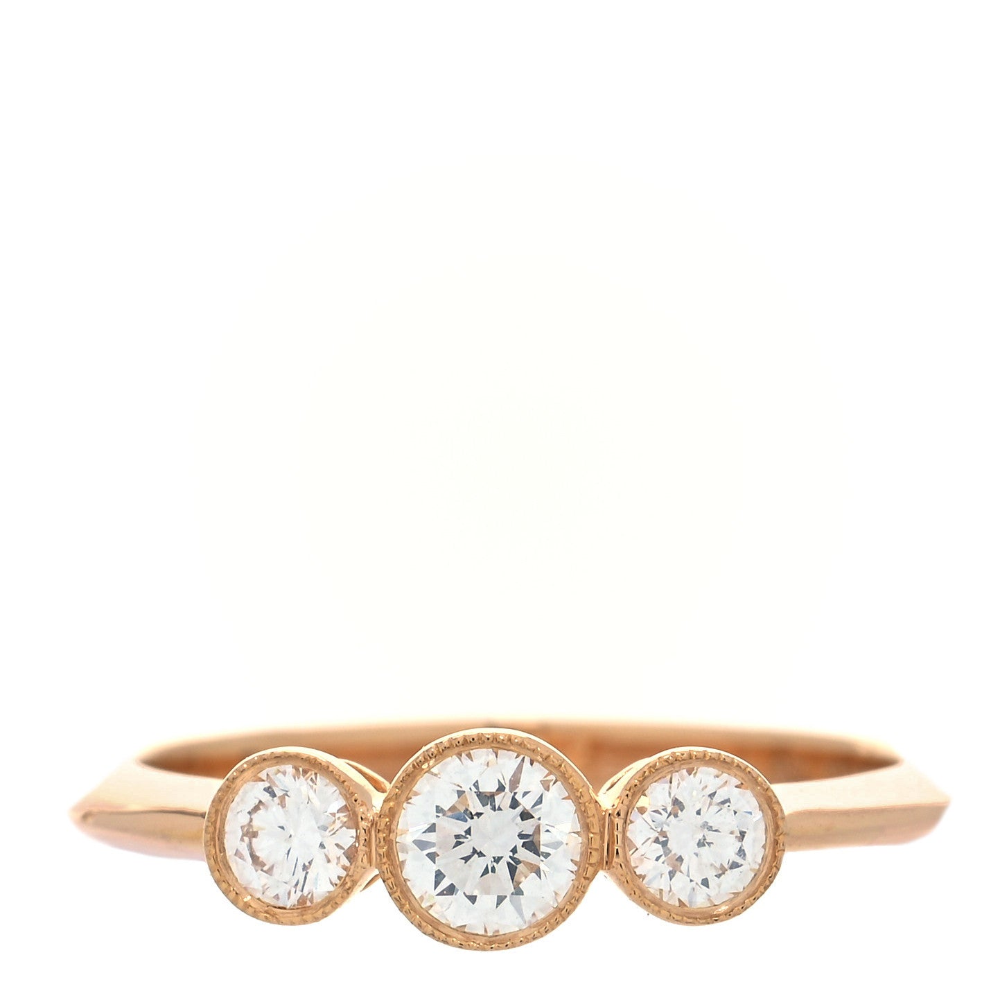 Tiffany 18K Rose Gold Diamond Three Stone Milgrain Ring 46 3.75 1 of 5