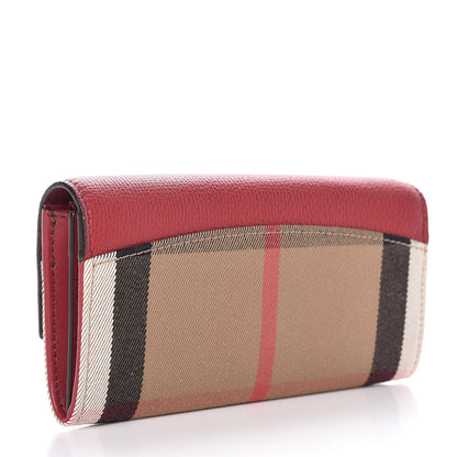Burberry Calfskin House Check Porter Continental Wallet Red 3 of 12